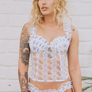 Maison Revolt “Maude” Sheer Embroidered Corset Top – Size 32 (S)